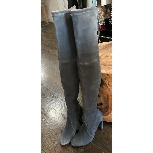 Stuart Weitzman Gray Suede Leather Highland Over The Knee Boots Size 7.5 M $798 - Picture 1 of 16